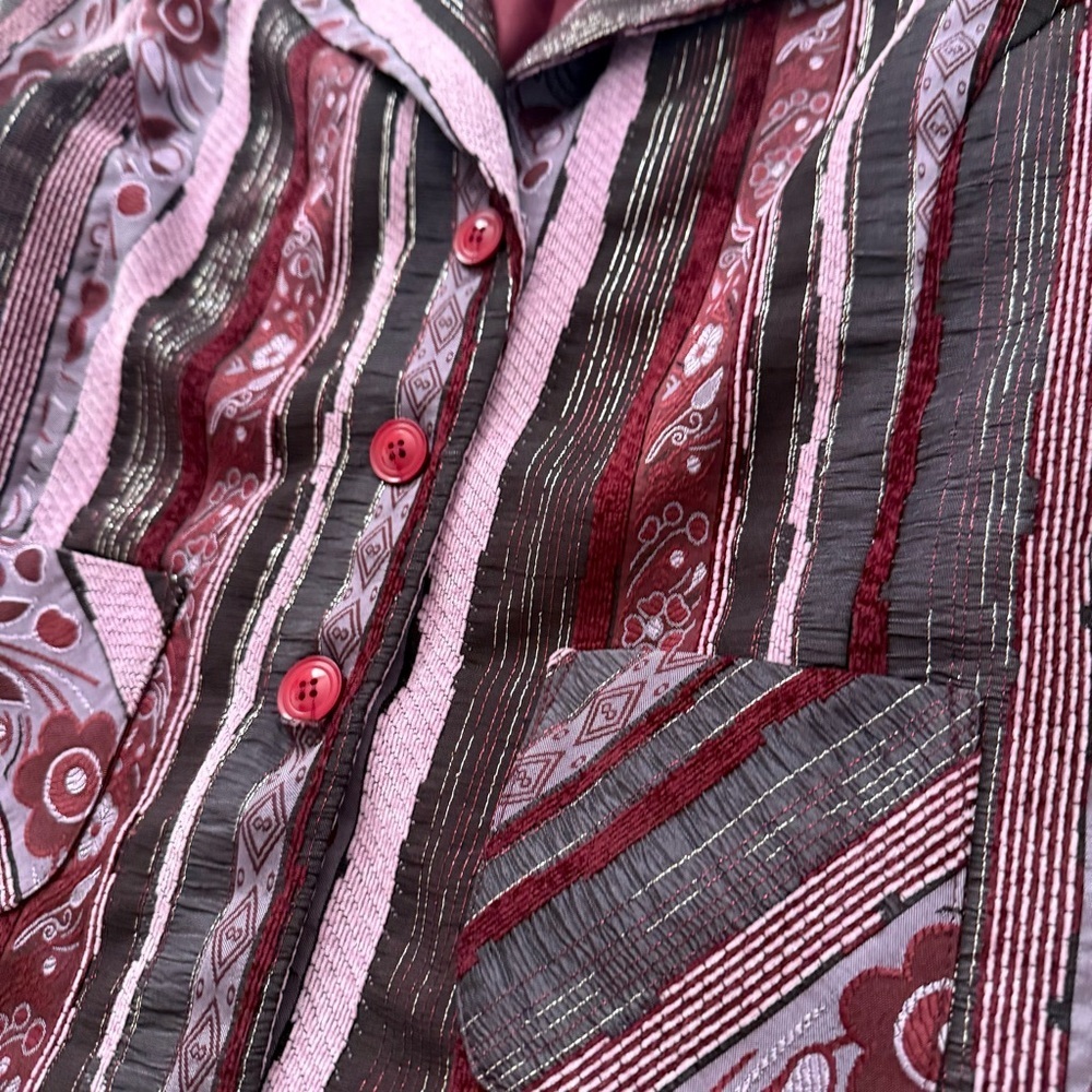 Bantry Bay by Tina Conrato Textured Tapestry Blazer Eclectic Mixed Media 90s - Picture 6 of 7